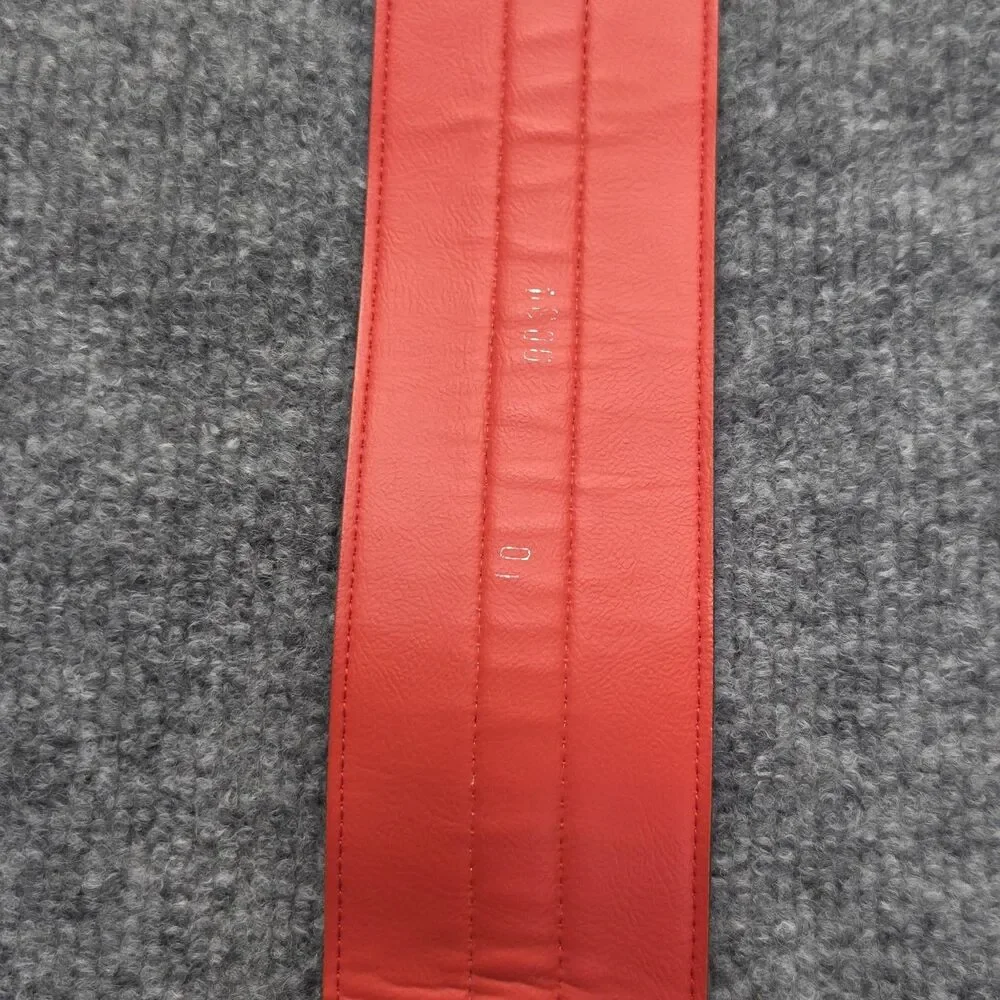 Belt Womens Size 10 Red White Colorblock Wide Waist Faux Leather Buckle Retro
